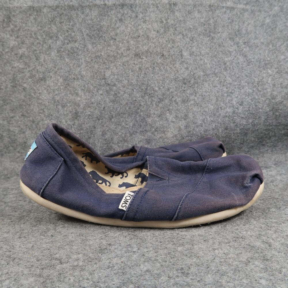 Toms Shoes Womens 8.5 Flats Slip On Casual Loafer Alpargatas Blue Canvas Comfort